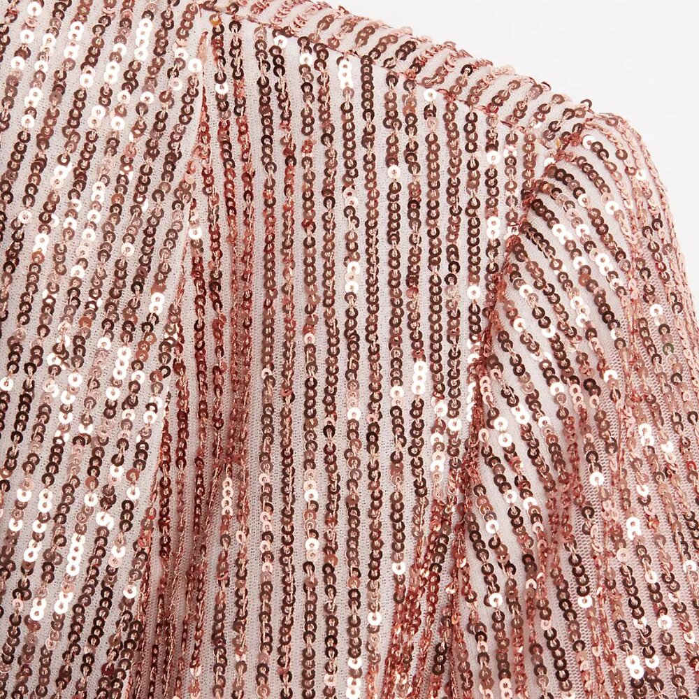 Rose Gold Sequin LOFT Blazer - Size 12 - Perfect for New Years!